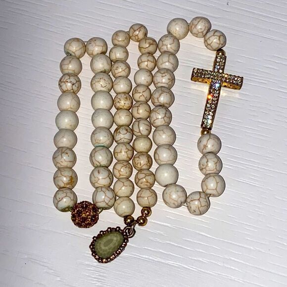 Set Of 3 White Stone Bracelets - Picture 3 of 3